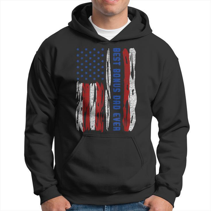 Best Bonus Dad Ever Us Flag Step Father Fathers Day Gift Gift For Mens Hoodie