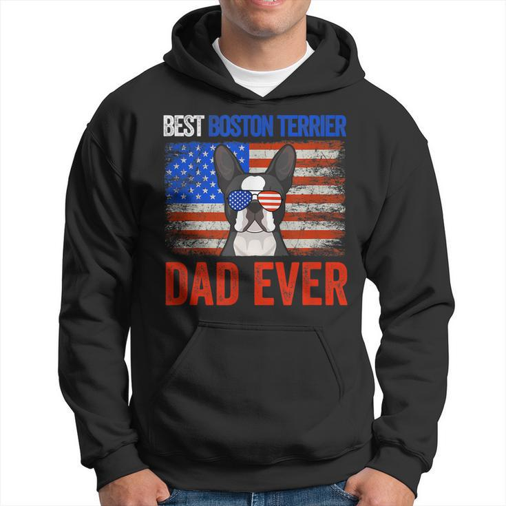 Best Boston Terrier Dad Ever American Flag Fathers Day Hoodie