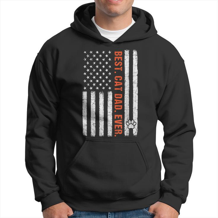 Best Cat Dad Ever American Flag Fathers Day Cat Lover Gift For Mens Hoodie