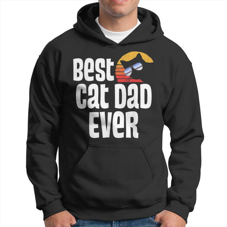 Best Cat Dad Ever Funny Father Day Retro Sunset Design Hoodie