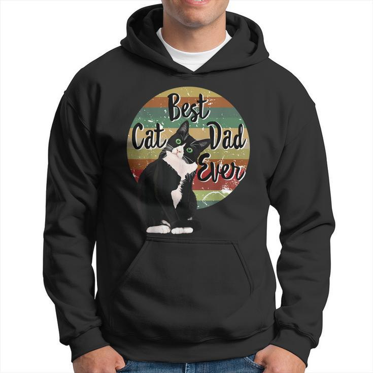 Best Cat Dad Ever Tuxedo Fathers Day Gift Funny Retro   Hoodie