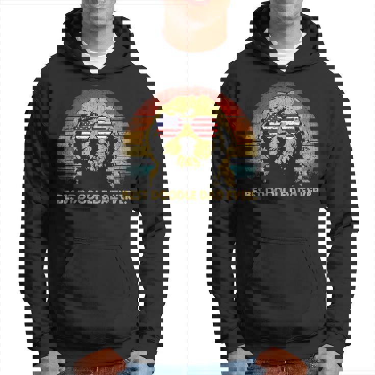 Best Doodle Dad Ever Usa Flag Retro Goldendoodle Lover Gift Gift For Mens Hoodie