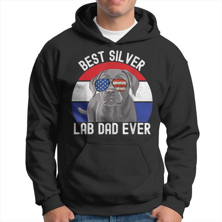 Best Silver Lab Dad Ever Vintage Patriotic American Flag V2 Hoodie