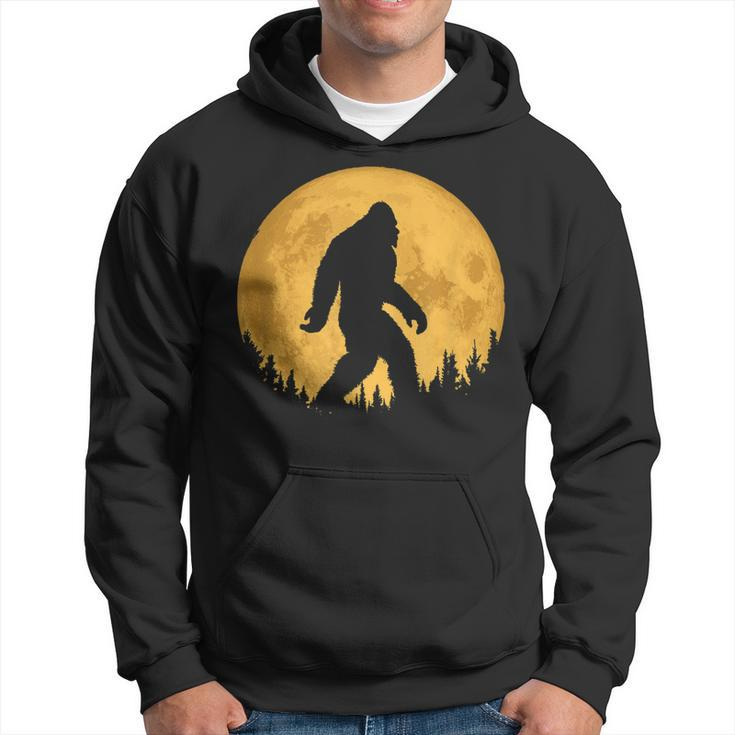 Bigfoot Night Minimalist Full Moon & Trees Sasquatch  Men Hoodie Graphic Print Hooded Sweatshirt