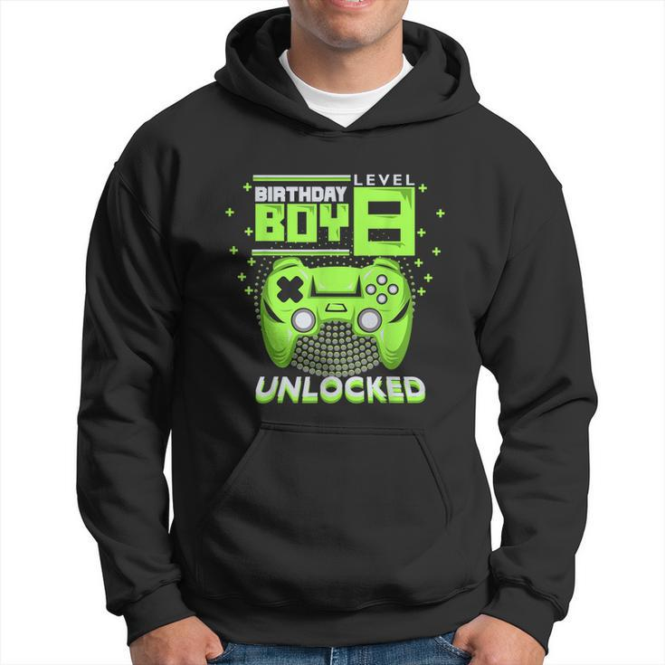 Birthday Boy Level 8 Unlocked Video Game 8Th Birthday Gamer Men Hoodie