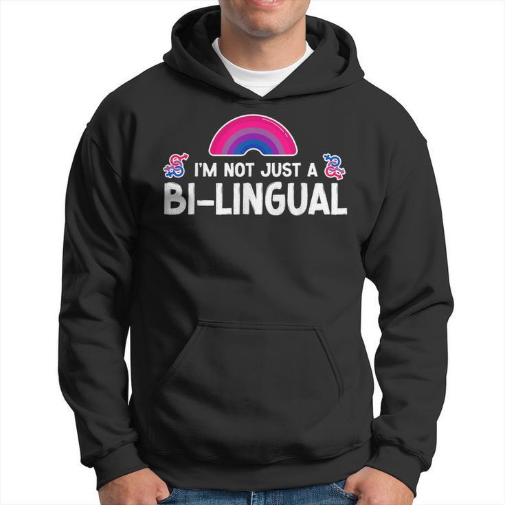Bisexual Bi Pride Flag Pun Im Not Just Bi-Lingual  Men Hoodie Graphic Print Hooded Sweatshirt