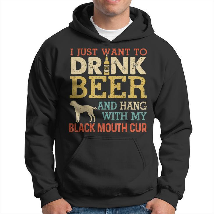 Black Mouth Cur Dad Drink Beer Hang With Dog Funny Vintage  Hoodie