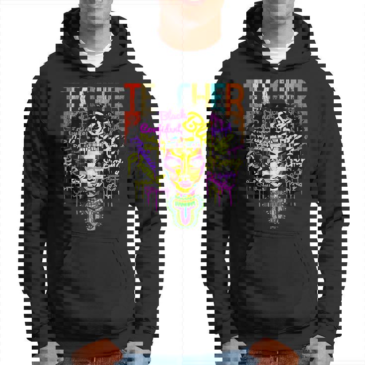 Black Woman Teacher Afro Black History Month Melanin Hoodie