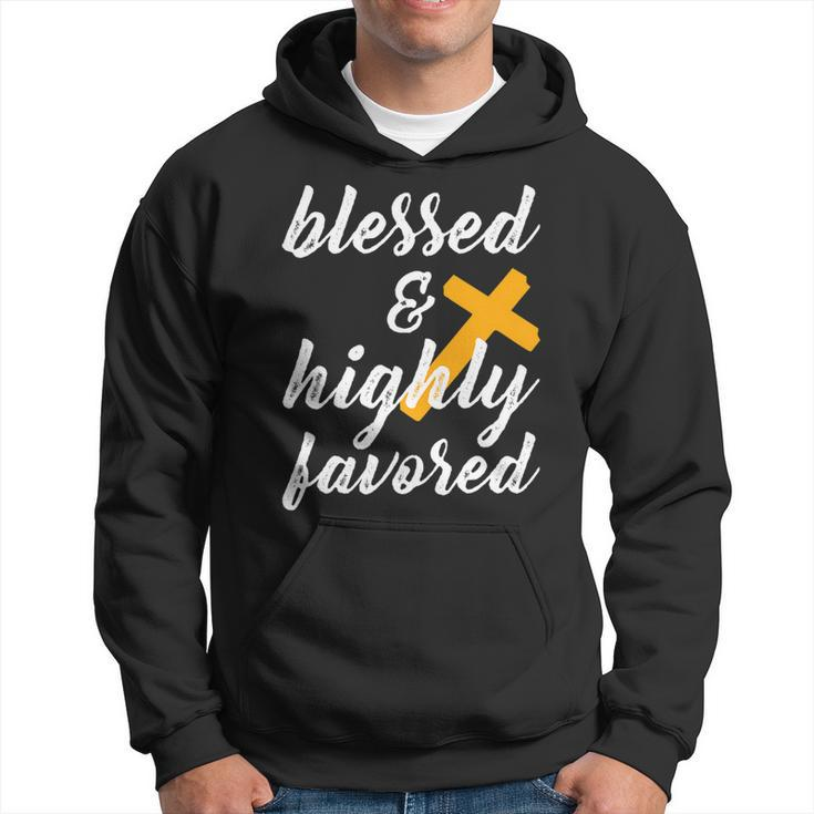 Blessed And Highly Favored- Blessed Favored Fitted  Men Hoodie Graphic Print Hooded Sweatshirt