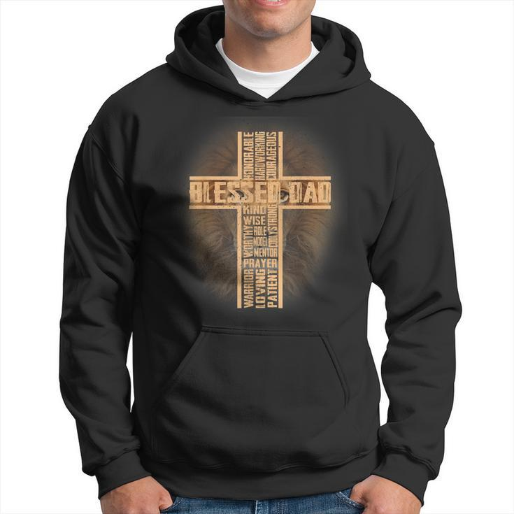 Blessed Dad Lion Christian Cross Fathers Day Papa Husband  Hoodie