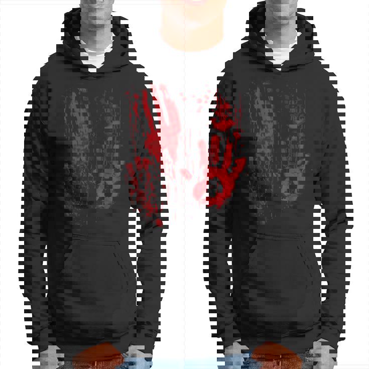 Blood Hands Splatters Red Bloody Handprints Zombie Outbreak Men Hoodie Graphic Print Hooded Sweatshirt
