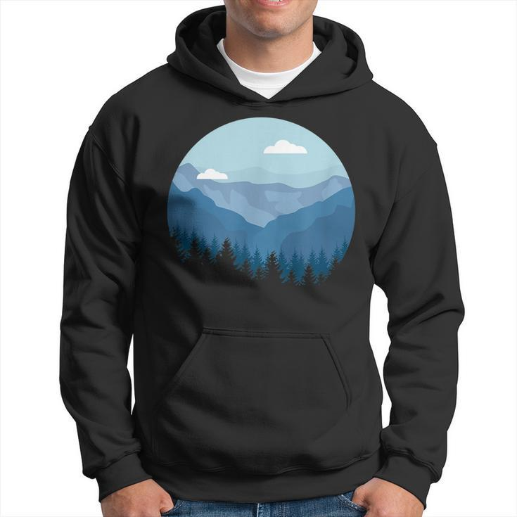 Blue Mountain And Forest Scene Silhouette  Hoodie