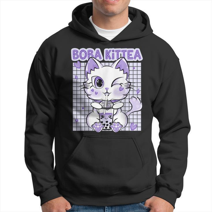 Boba Tea Women Lavender Kittea Kawaii Cat Japanese  Hoodie