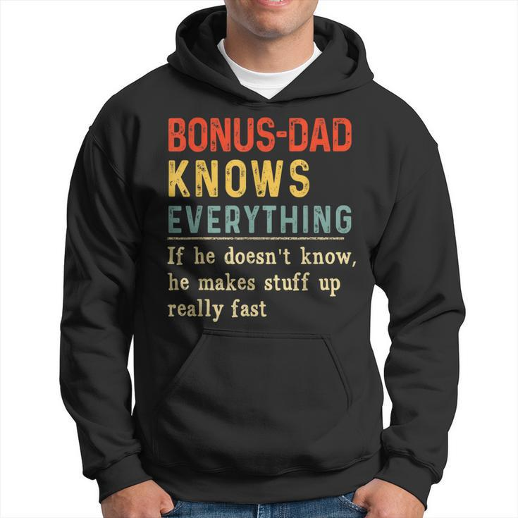 Bonus Dad Know Everything Vintage Funny Fathers Day Gift Gift For Mens Hoodie