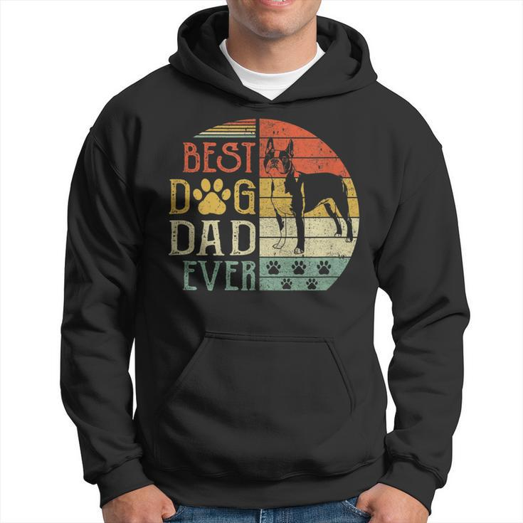 Boston Terrier Best Dog Dad Ever Vintage Fathers Day Retro Hoodie