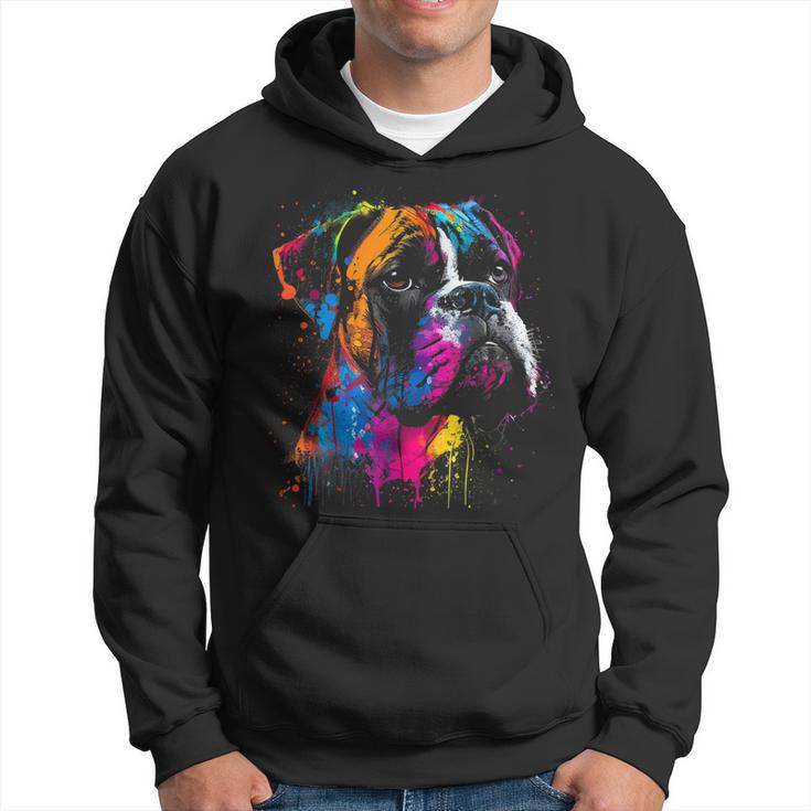 Boxer Dog Painting Watercolor Paint Colorful Mom Dad Hoodie