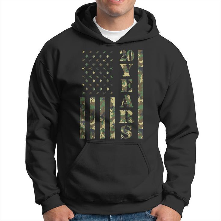 Camo American Flag 20 Year Career Military Gift Gift For Mens Hoodie