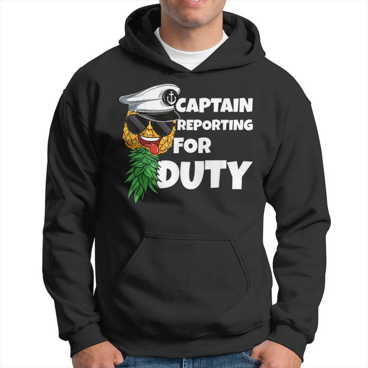 Captain Reporting For Duty Upside Down Pineapple Swinger Men  Hoodie