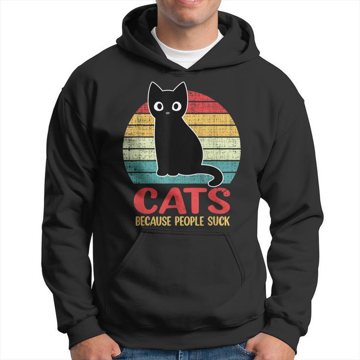 Cats Because People Suck Funny Black Cat  Men Hoodie Graphic Print Hooded Sweatshirt
