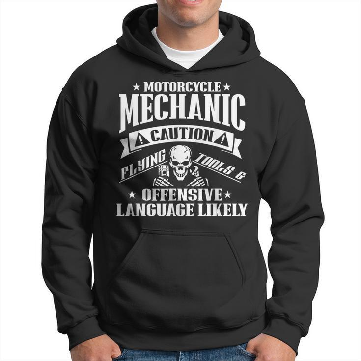 Caution Flying Tools Motorcycle Mechanic Product Hoodie