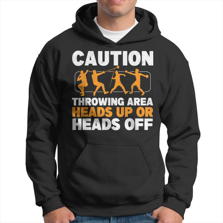 Caution Throwing Area Shot Put Track And Field Thrower  Hoodie