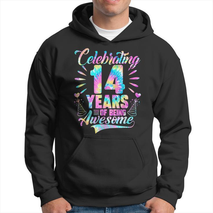 Celebrating 14 Year Of Being Awesome With Tie-Dye Graphic  Hoodie