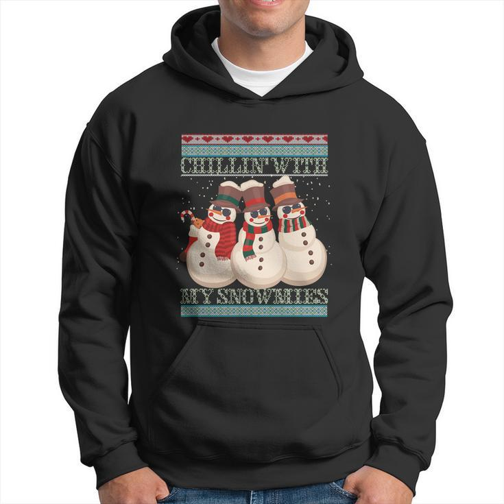 Chillin With My Snowmies Ugly Christmas Snow Gift Black Hoodie