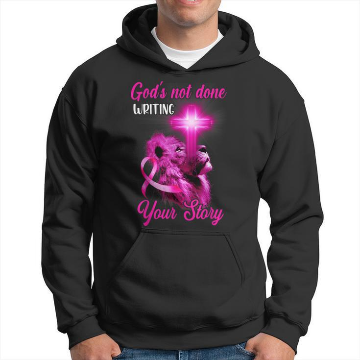 Christian Lion Cross Religious Quote Breast Cancer Awareness  Hoodie