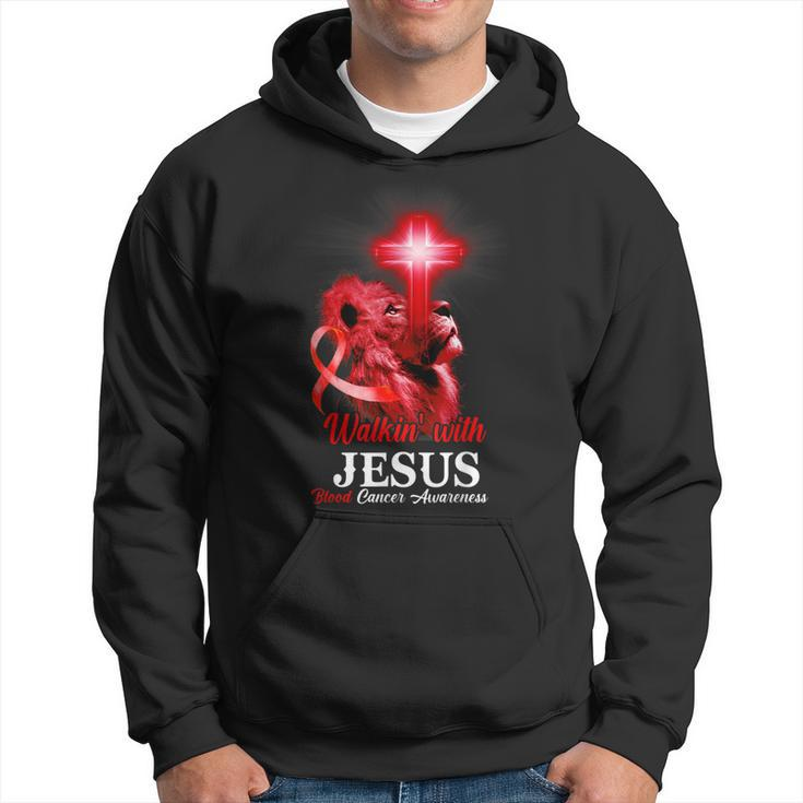 Christian Lion Cross Religious Saying Blood Cancer Awareness  V2 Hoodie