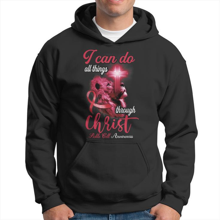 Christian Lion Cross Religious Saying Sickle Cell Awareness  V2 Hoodie