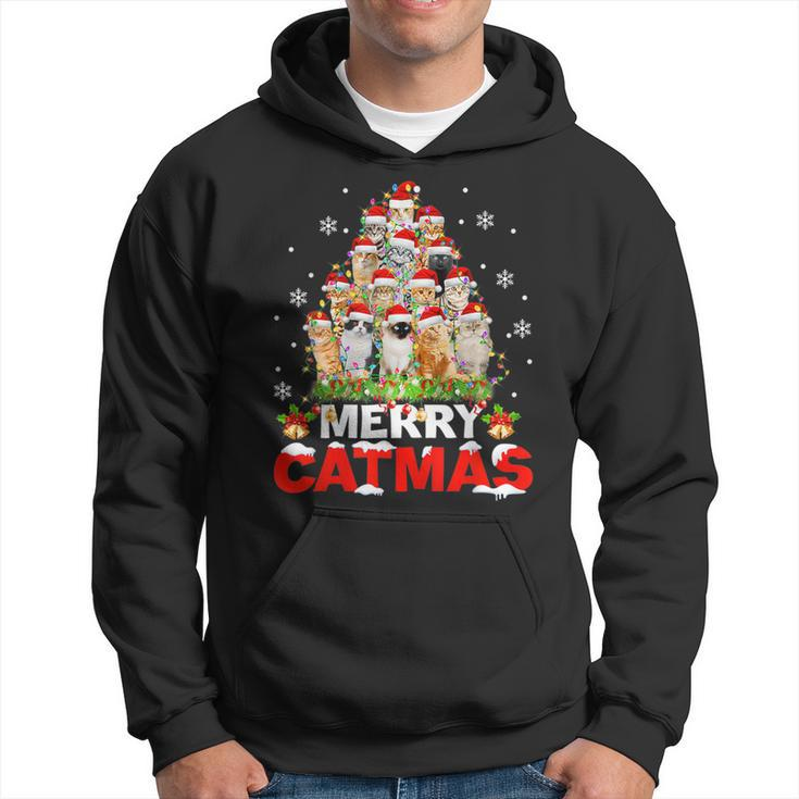 Christmas Cat  Meowy Christmas Merry Catmas Christmas  Men Hoodie Graphic Print Hooded Sweatshirt