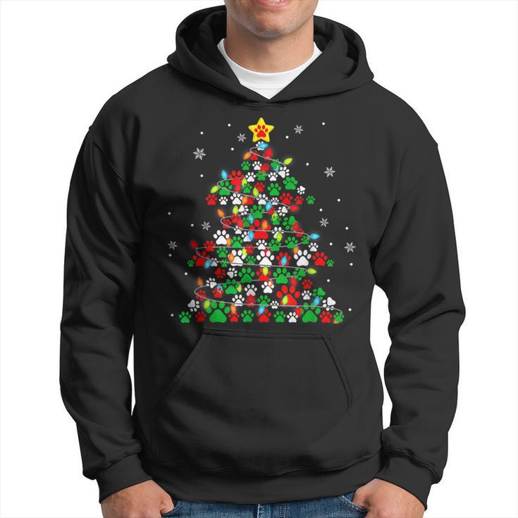 Christmas Cute Cat Paws Xmas Tree Funny Cat Meowy Owner  Men Hoodie Graphic Print Hooded Sweatshirt