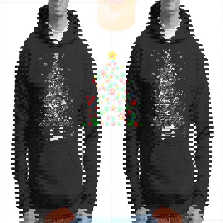 Christmas Cute Dog Xmas Tree Funny Dog Gifts Christmas  Men Hoodie Graphic Print Hooded Sweatshirt