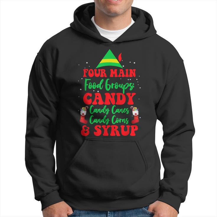 Christmas Four Main Food Groups Elf Buddy Xmas Pajama Gifts  Men Hoodie Graphic Print Hooded Sweatshirt