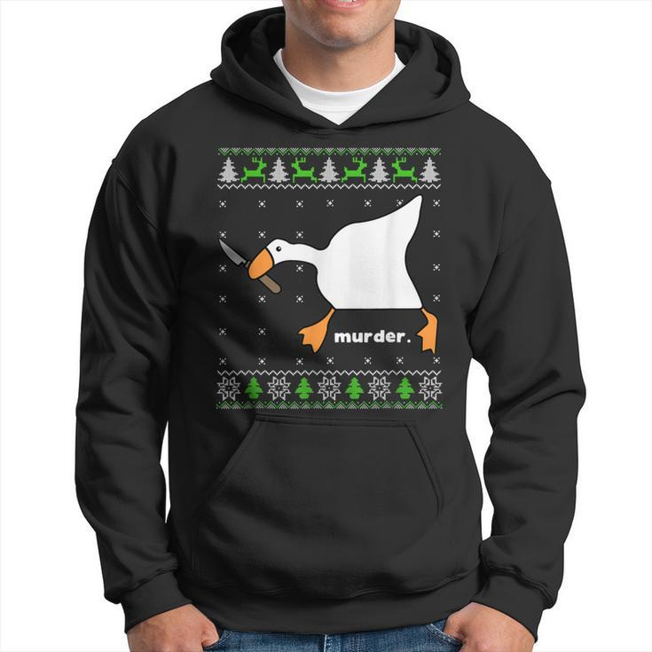 Christmas Goose Murder Ugly Sweater  Men Hoodie Graphic Print Hooded Sweatshirt