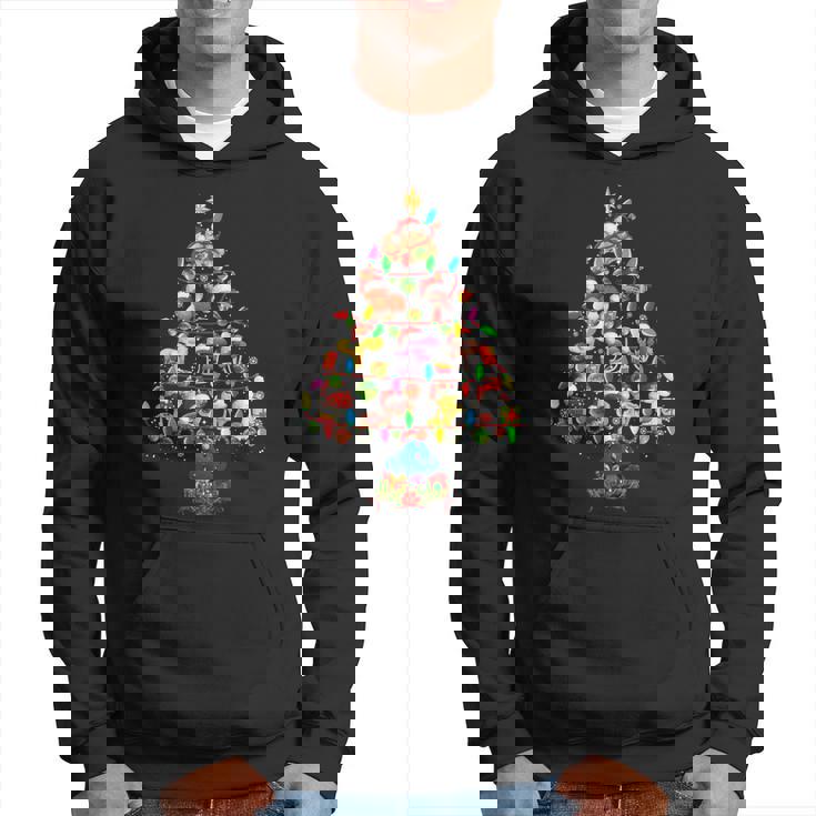 Christmas Tree Mushroom Cute Xmas Light Santa Mushroom Men Hoodie