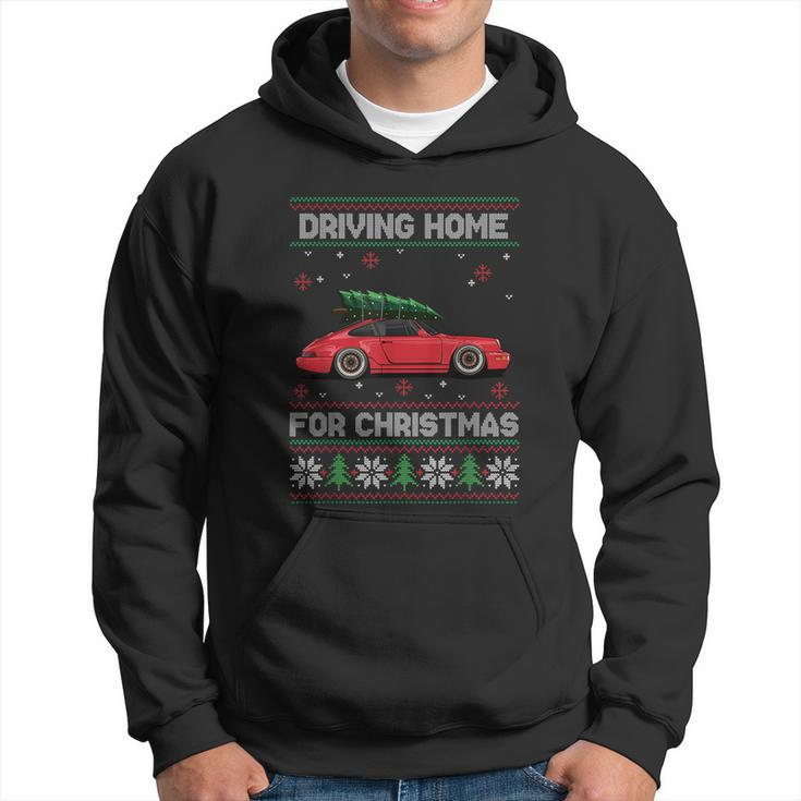 Christmas Tree Oldtimer Car Xmas Ugly Sweater Pullover Look Hoodie