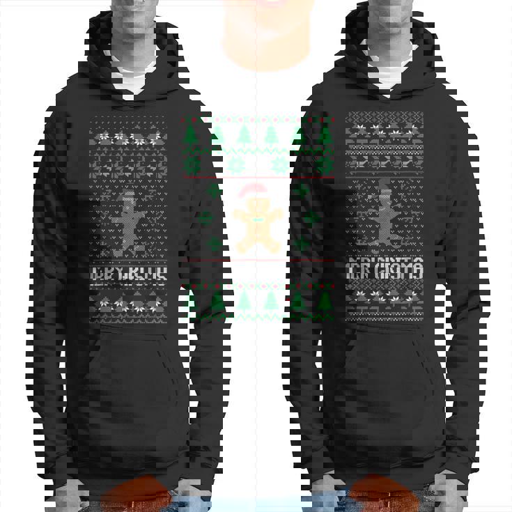 Christmas Ugly Sweater Gingerbread Man Trees Snow Holidays Men