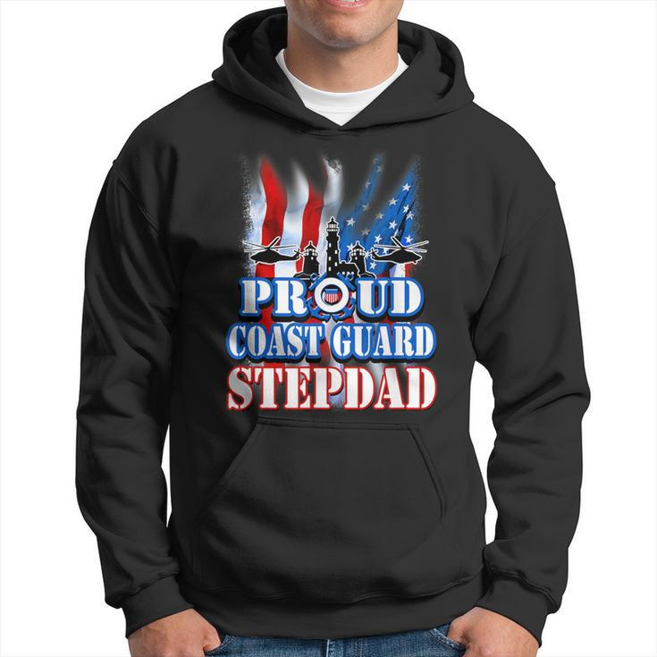 Coast Guard Stepdad Usa Flag Military  Fathers Day Hoodie