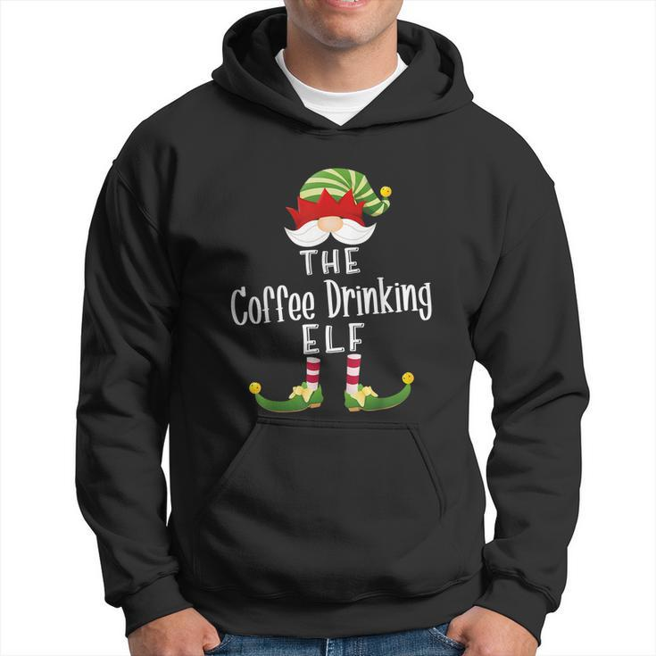 Coffee Drinking Elf Group Christmas Funny Pajama Party Hoodie