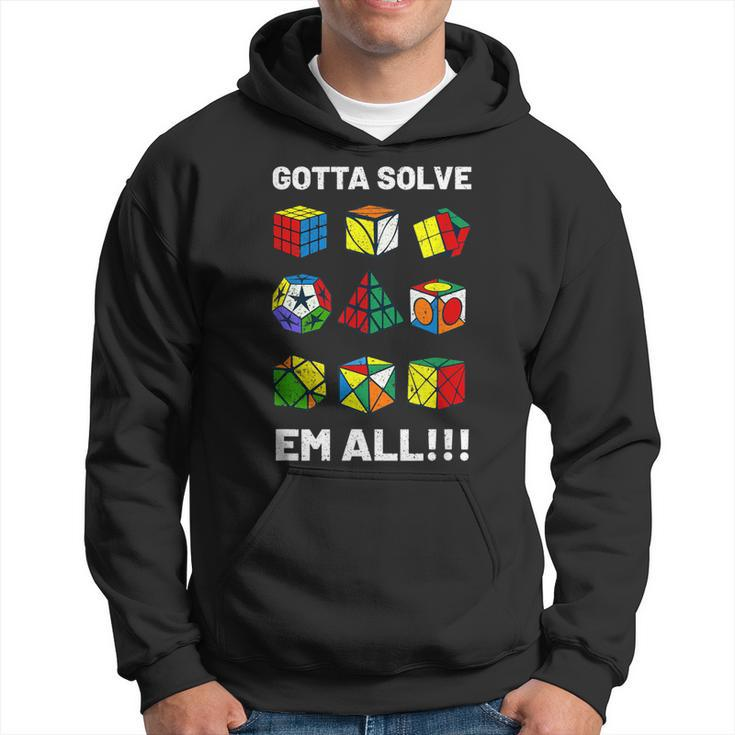 Competitive Puzzle Cube Gotta Solve Em All Speed Cubing  Hoodie