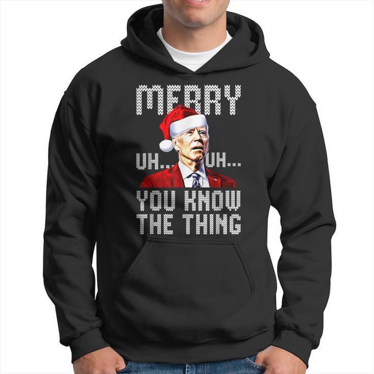 Confused Joe Biden Merry Uh Uh Christmas You Know The Thing  Hoodie