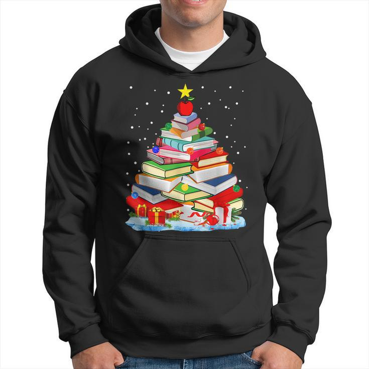 Cute Christmas Library Tree Librarian And Book Men Hoodie