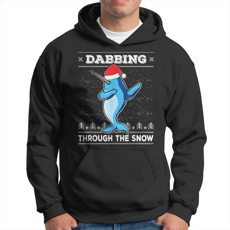 Dabbing Through The Snow Narwhal Dab Ugly Christmas Sweater Men Hoodie Graphic Print Hooded Sweatshirt Seseable UK