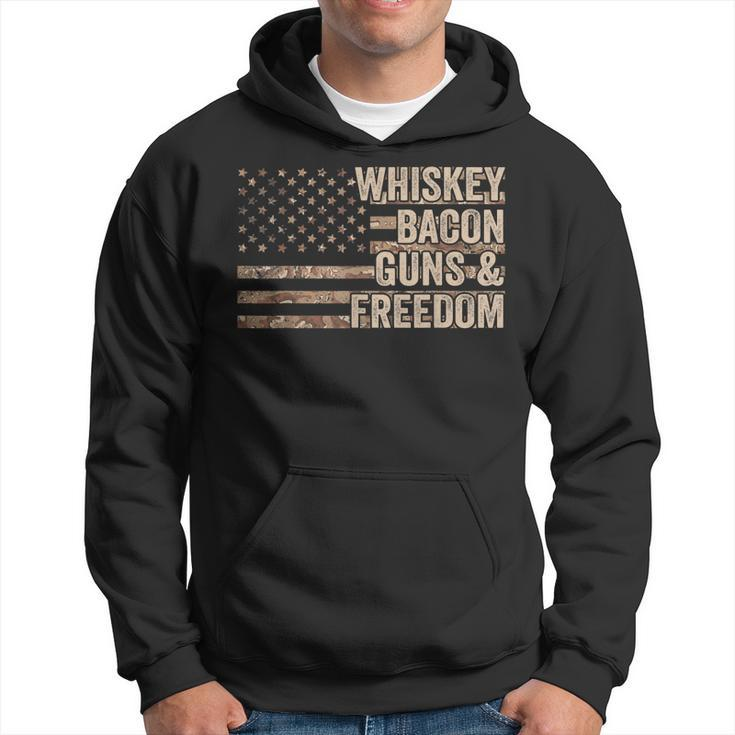 Dad Grandpa Veteran Us Flag Whiskey Bacon Guns Freedom  V2 Men Hoodie Graphic Print Hooded Sweatshirt