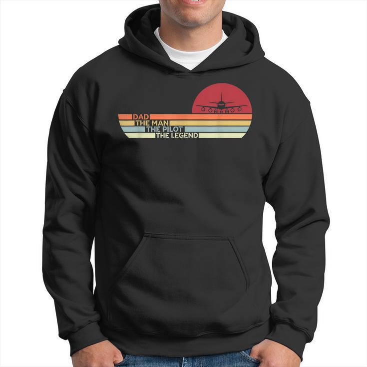 Dad The Man Pilot Legend Retro Vantage Style Fathers Day Hoodie