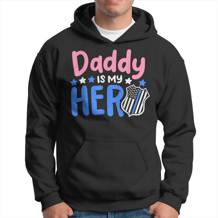 Daddy Is My Hero Cop Badge Blue Line Awesome Kids Girl Hoodie