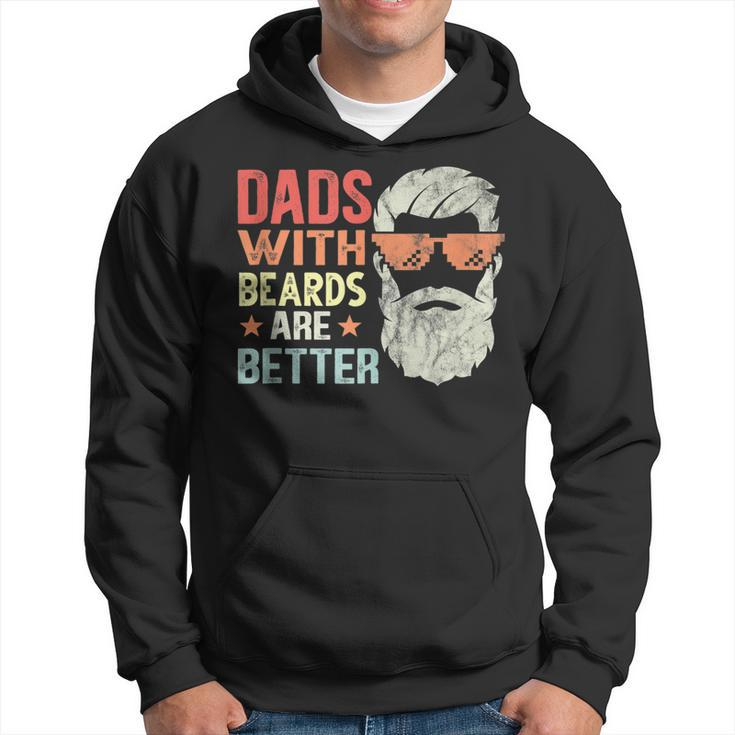 Dads With Beards Are Better Retro Fathers Day Bearded Daddy  Hoodie