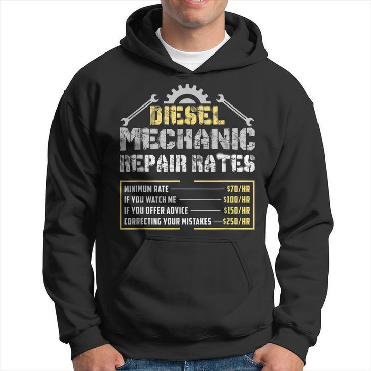 Diesel Truck Mechanic Gift Automechanic Repair Rate List Hoodie