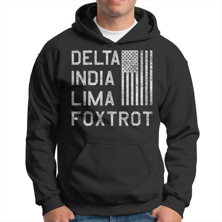 Dilf Delta India Lima Foxtrot Us Flag American Patriot  Hoodie